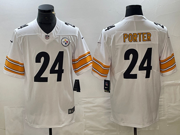 Men's Pittsburgh Steelers #24 Joey Porter Jr. White Vapor Untouchable Limited Football Stitched Jersey
